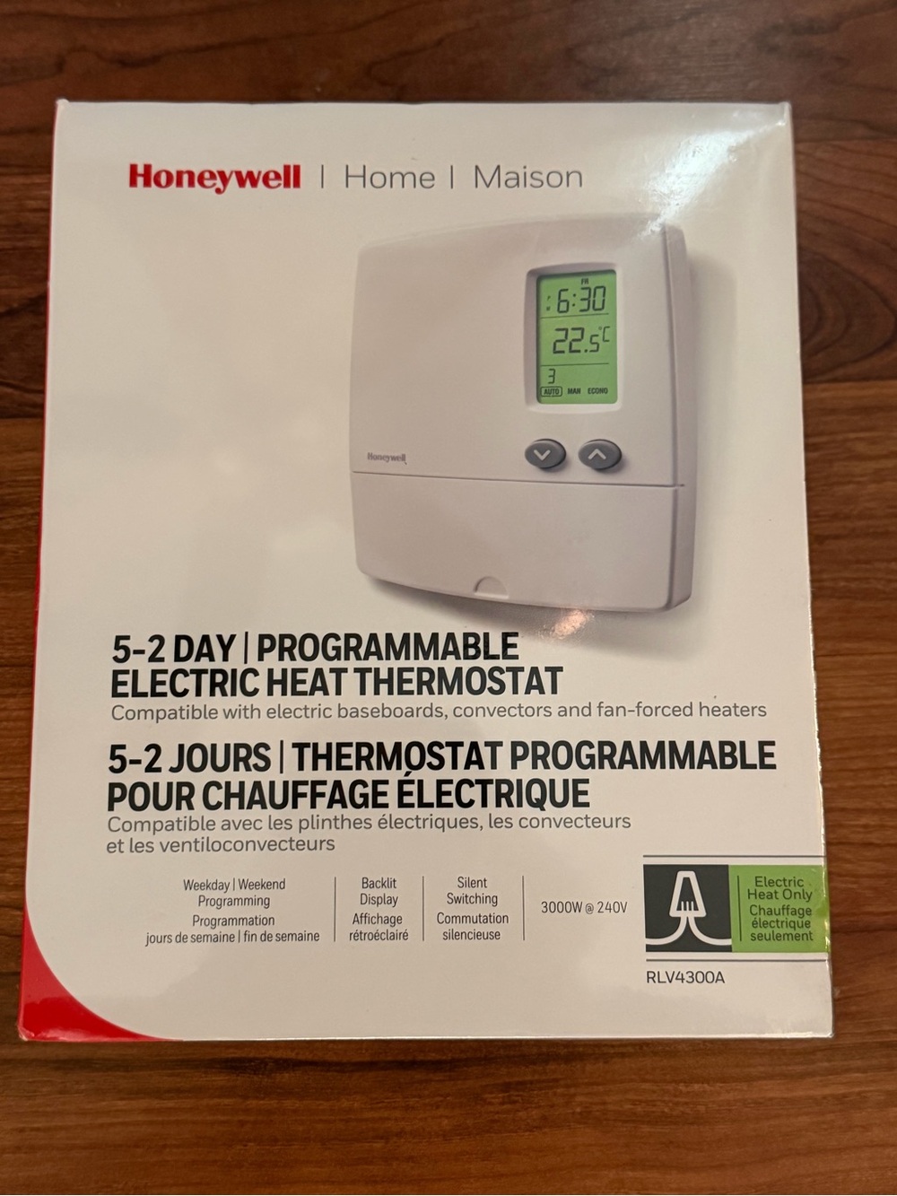 Honeywell 5-2 day programmable electric heat thermostat new in the box RLV4300A
